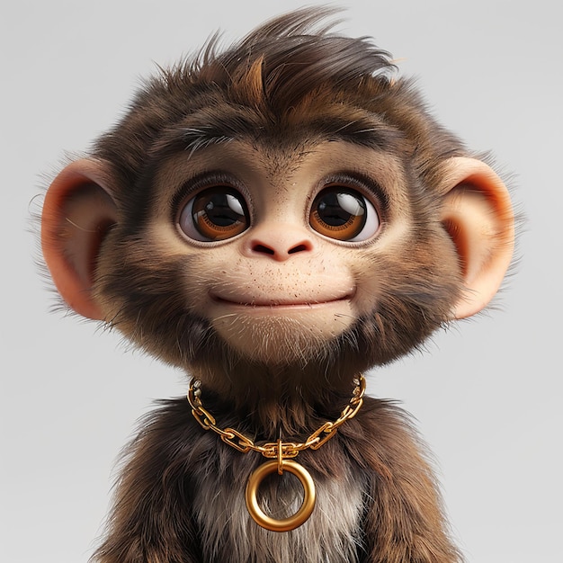 a monkey with a gold chain around its neck