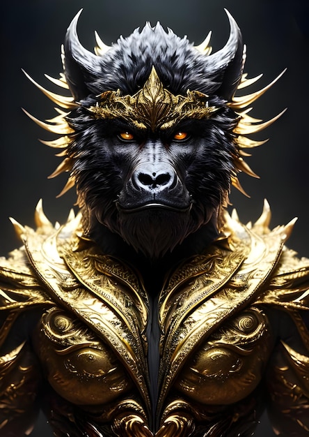 A monkey with a golden mask