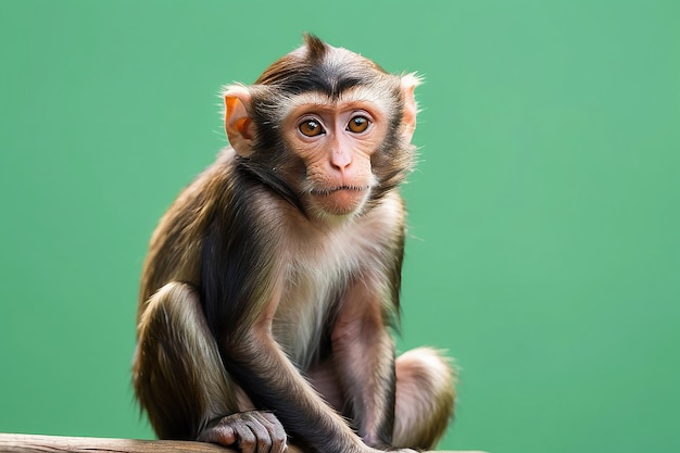 A monkey with a green background