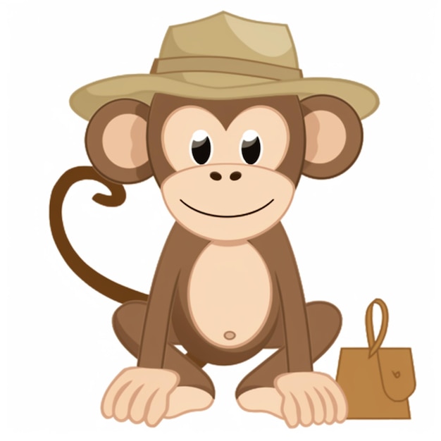 Photo a monkey with a hat and a bag