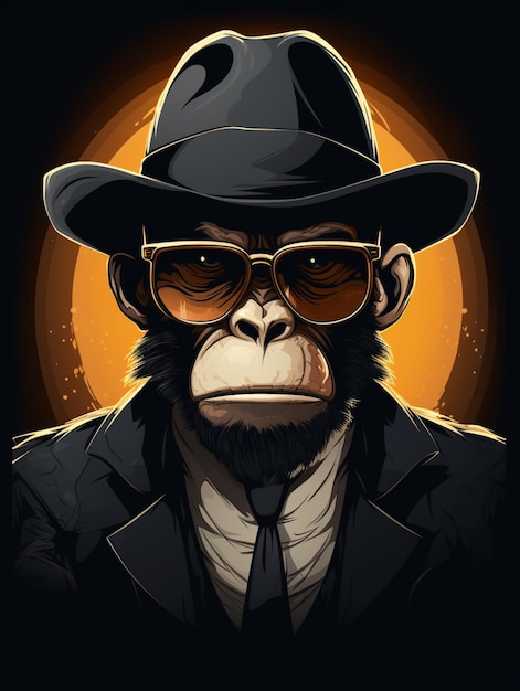 monkey with hat mobster print design