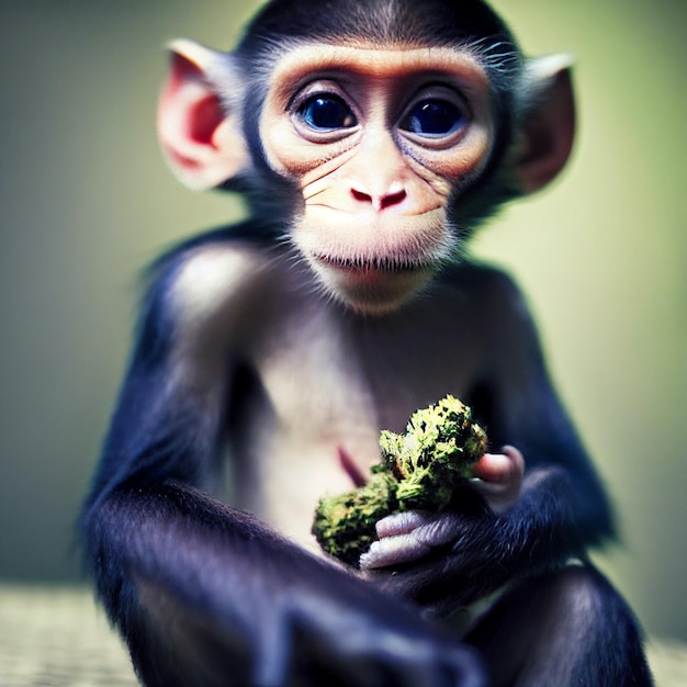 Monkey with marijuana bud