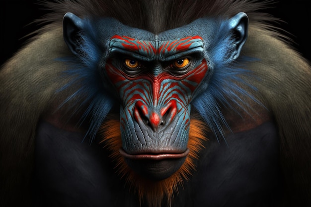 red and blue faced monkey