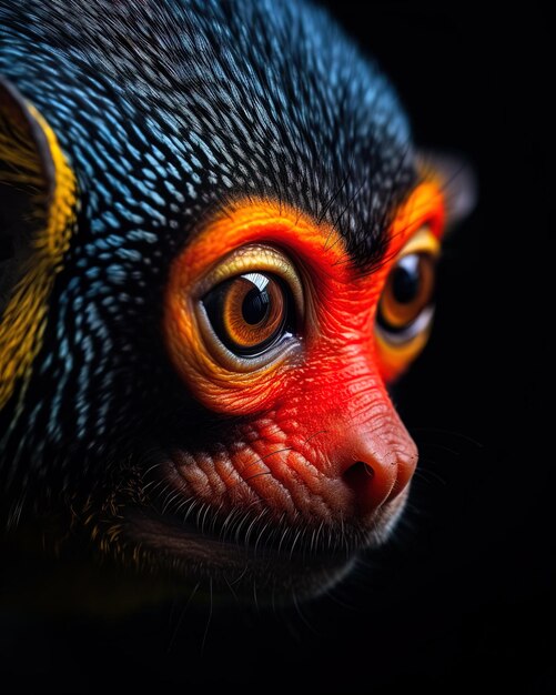 Photo a monkey with a red face and a red eye