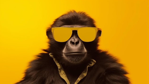 monkey on the yellow background