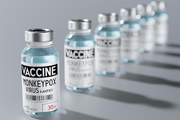 Photo monkeypox vaccine ampoules 3d illustration