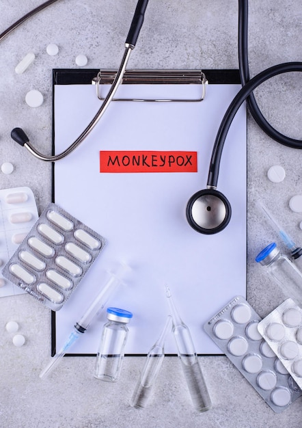 Monkeypox virus concept medical desk