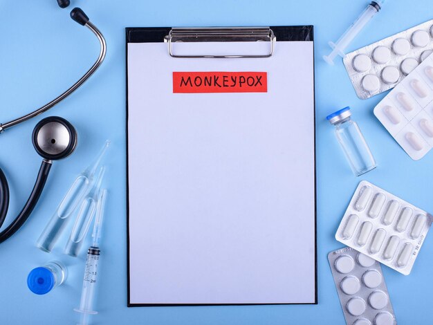 Monkeypox virus concept medical desk