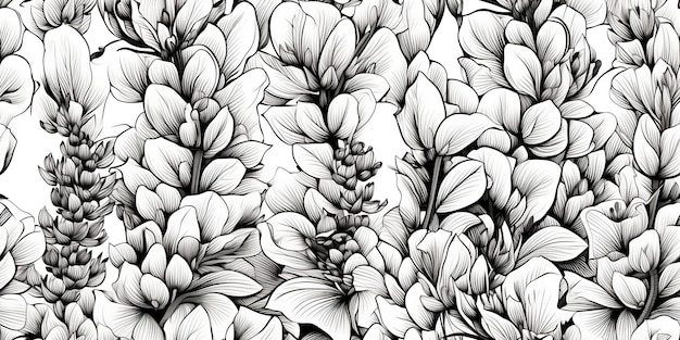 monkshood aconitum bloemen in zwarte en witte kleuren Kleurende ontspannende boek