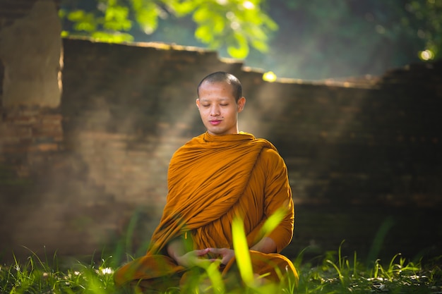 Monnik in meditatie van het boeddhisme