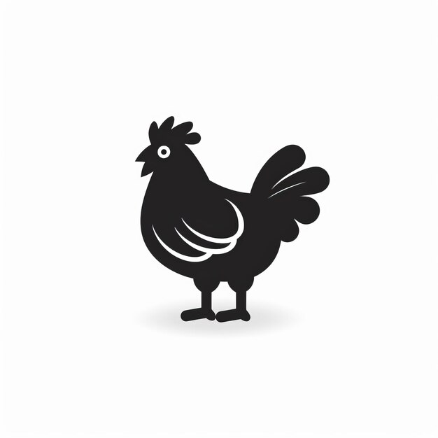 Photo monochromatic black chicken icon on white background