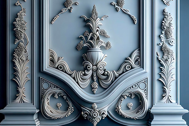 Monochromatic Classical Relief Art on Elegant Wall Paneling