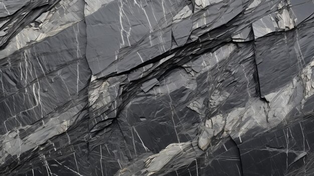 Monochromatic Collage Of Detailed Gneiss Rock With Black Color