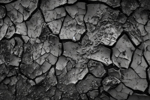 Monochromatic cracked surface texture created with Generative AI technology