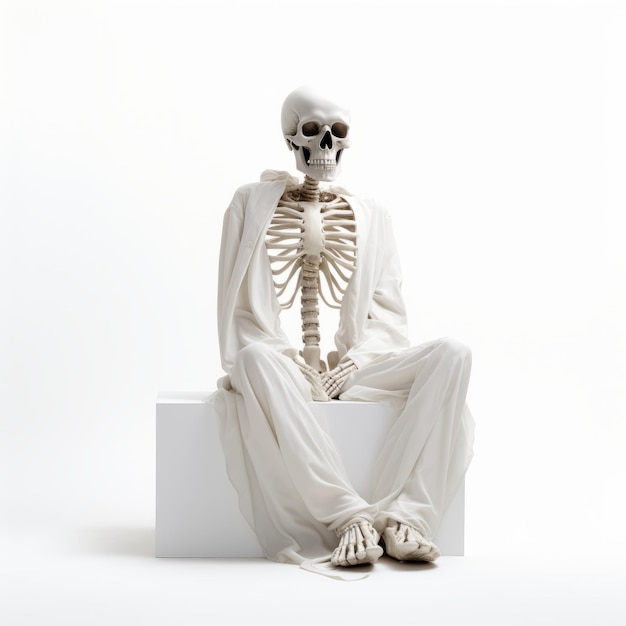 Фото Одноцветная глубина скелет на белом фоне