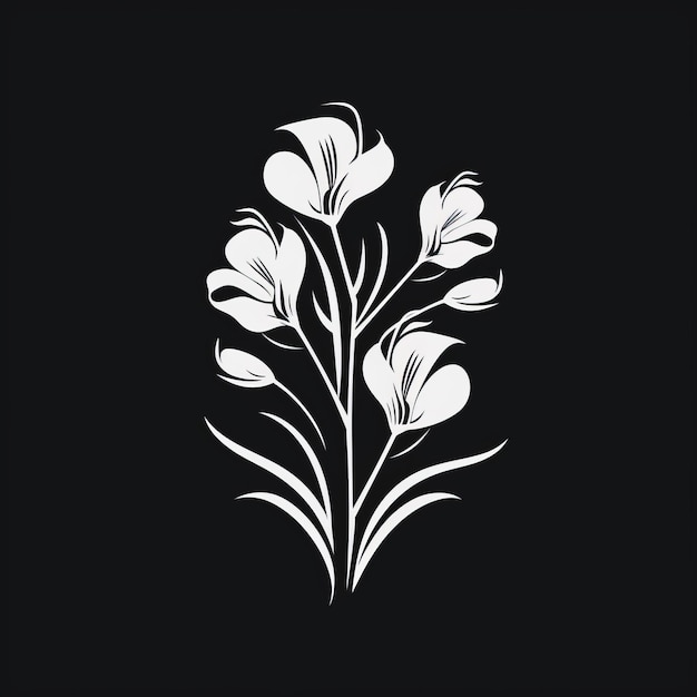 Монохроматический цветочный дизайн иконок для брендинга и поздравительных открыток
