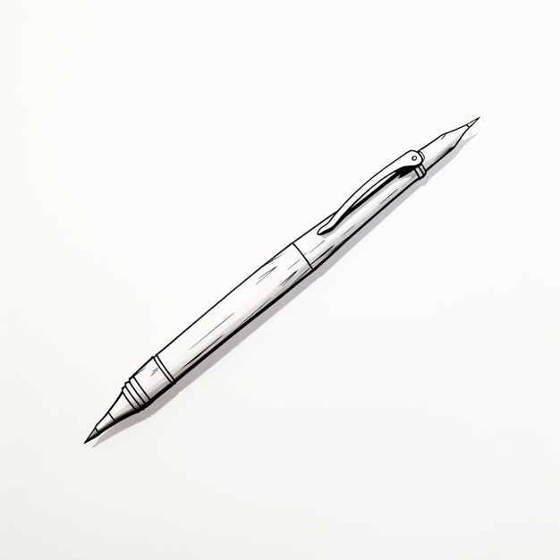Foto realismo monocromatico disegno dettagliato a penna su superficie bianca