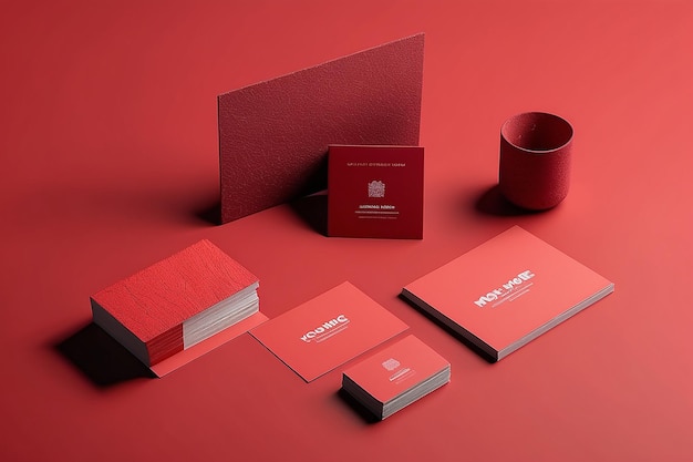 Photo monochromatic red scene with business card mockup