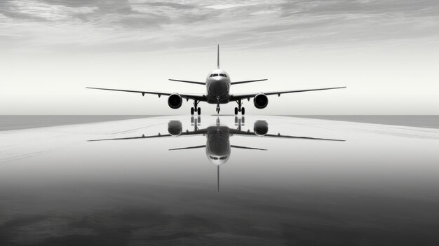 Photo monochromatic reflection a captivating aviation airplane photo