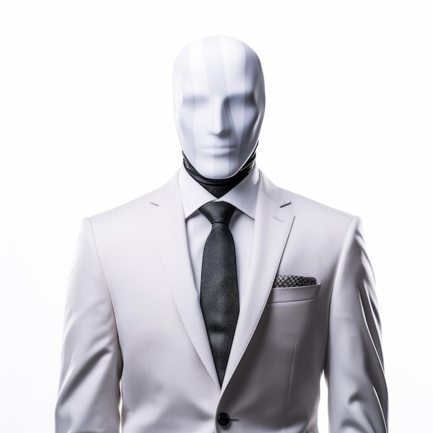 Monochromatic Symmetry White Mannequin Head Dressed In Suit