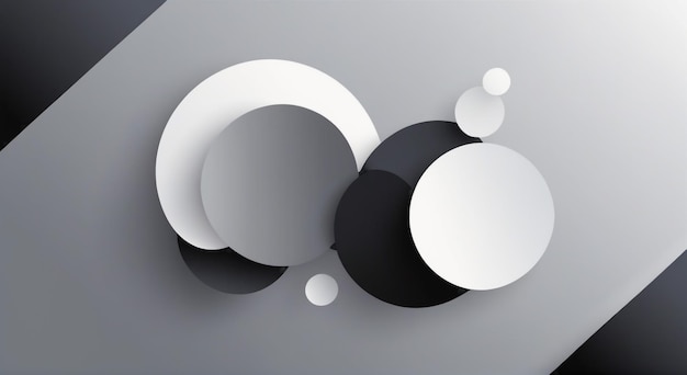 Monochromatische symmetrie Abstract Geometrische cirkelcompositie in grijs en zwart voor posterflyer