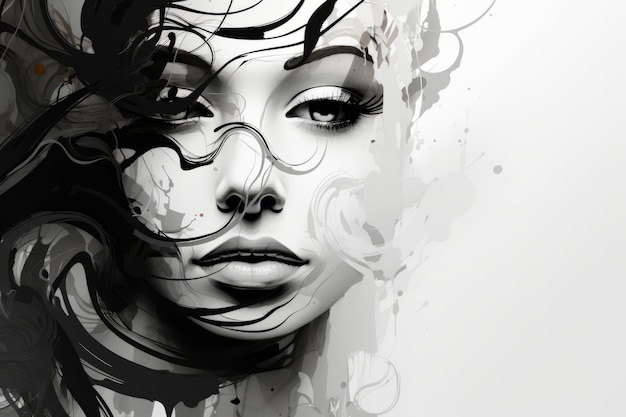 Monochrome abstract face background appassionante design in bianco e nero in un rapporto di aspetto di 32