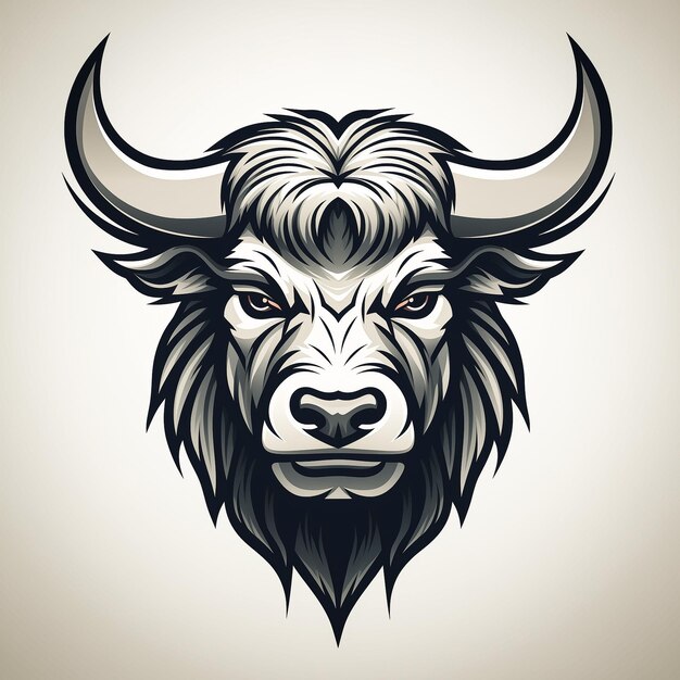 Photo monochrome bison illustration