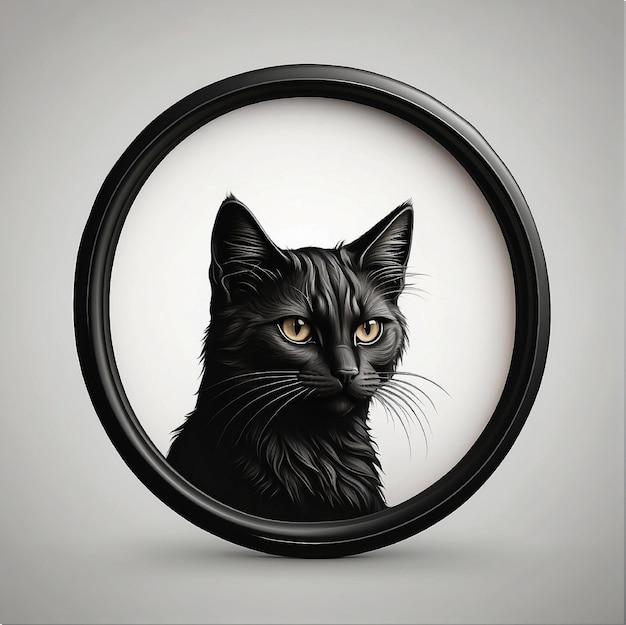 Monochrome black cat vector logo