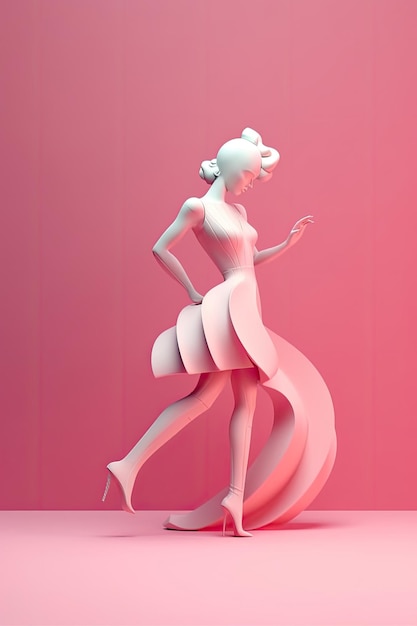 Monochrome dancer girl model cartoon character Copy space for your text Minimal idea concept AI generative