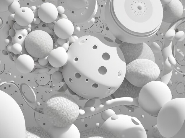 Monochrome Elegance Abstract White Particles and Circles Composition