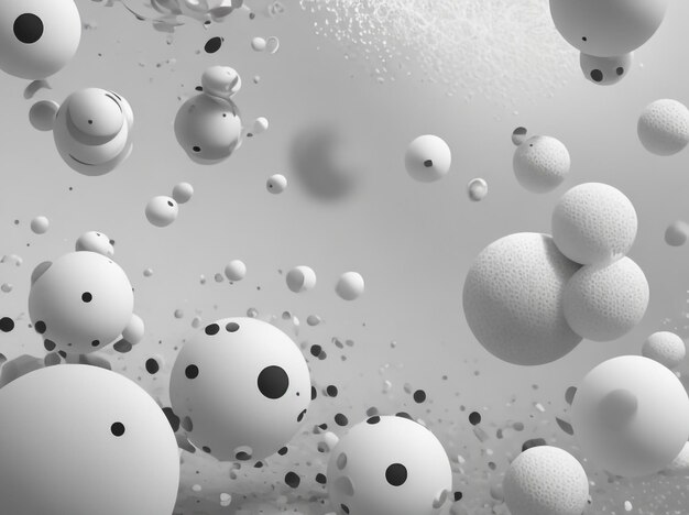 Monochrome Elegance Abstract White Particles and Circles Composition