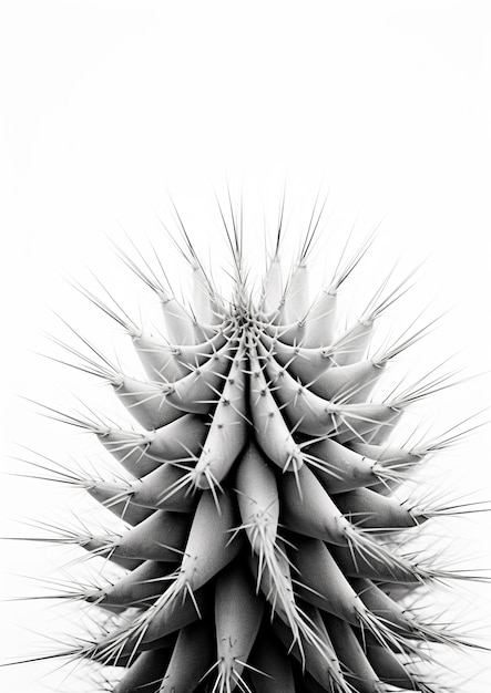 Monochrome Elegance Minimalistic Black and White Succulent Cactus Generative Ai