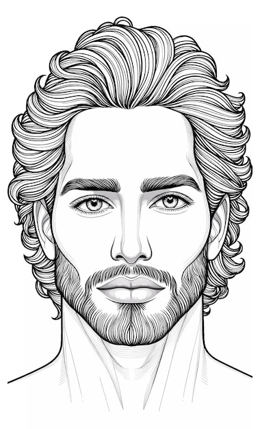 Monochrome elegance portrait of a bearded gentleman coloring page