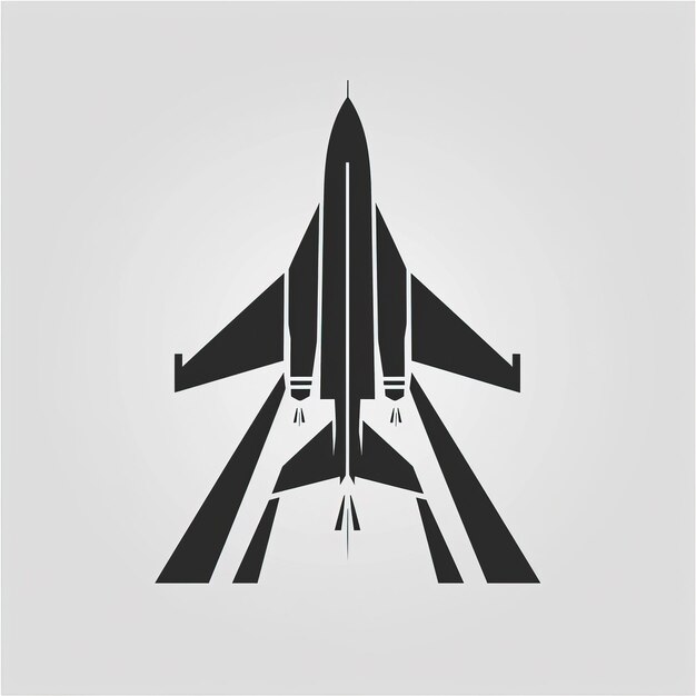 Photo monochrome fighter jet taking off minimalist art created with generative ai technology