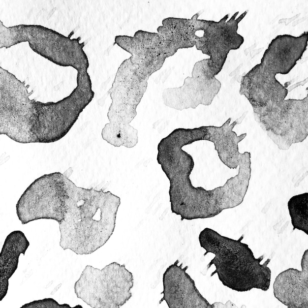 Monochrome and Greyscale Animal Camouflage Background. Large African Backdrop.  Spot Tile. Leopard Skin Print.  Hand Drawn Safari Surface. Leopard Abstract Texture. Watercolor Camouflage Design.