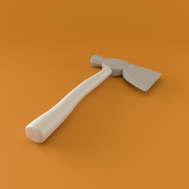 Monochrome Hatchet on Orange Background 3d Rendering