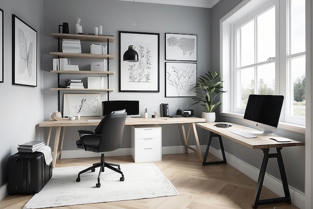 Monochrome Home Office Workspace