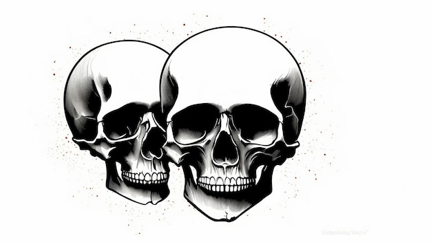 Monochrome illustration of the skull On white background