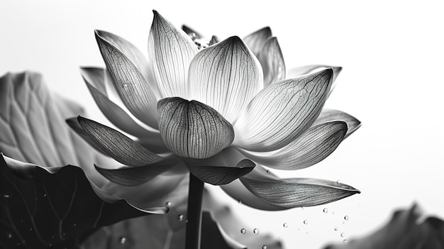 Монохромное изображение лилии на белом фоне генеративный ай