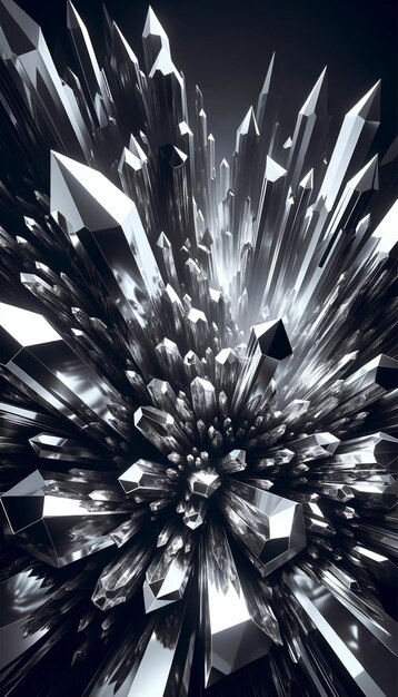 Foto monochrome kristal explosie abstracte kunst