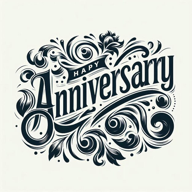 Photo monochrome lettering happy anniversary