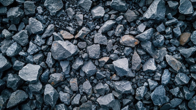 Monochrome Mineral Texture Pile of Coal Rocks Closeup