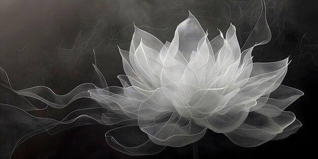 Monochrome minimalist macro image of a lotus showcasing the intricate texture of its petals perfect for advertising spa services and meditation practices