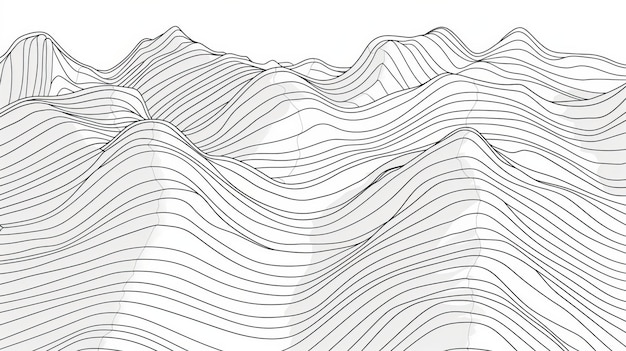 monochrome mountain line art abstract and rhythmic