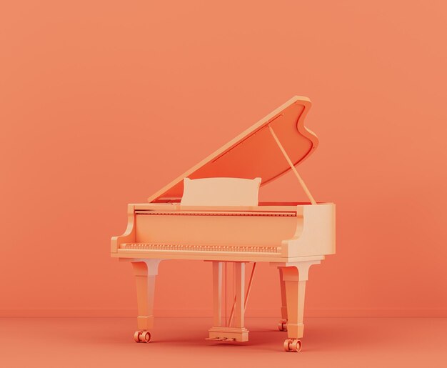 Premium Photo | Monochrome orange color black grand piano in an orange