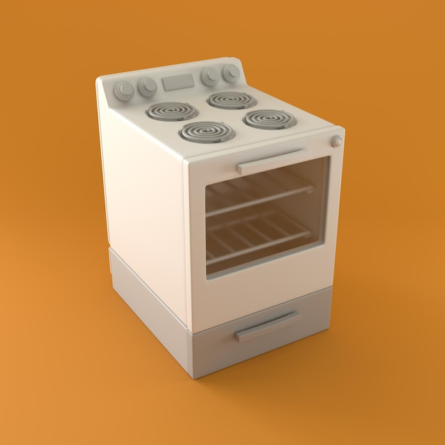 Monochrome oven op oranje achtergrond 3D-rendering