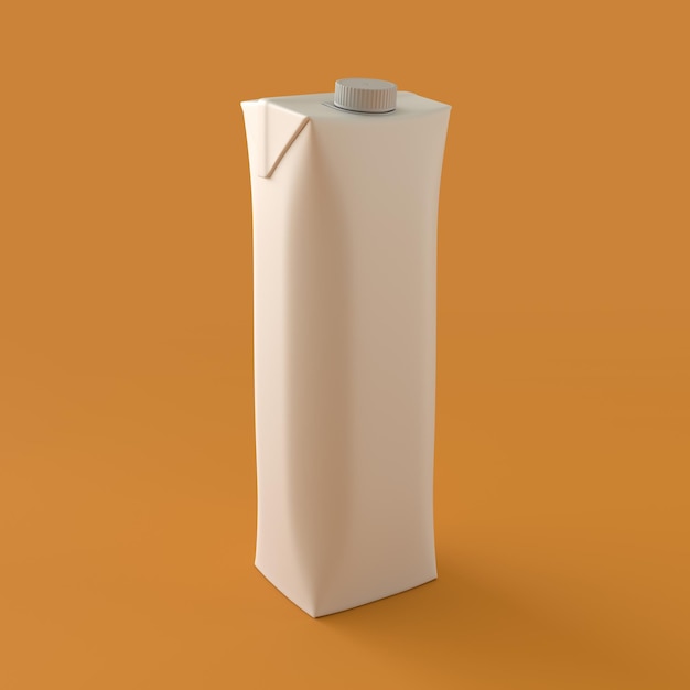 Monochrome paper carton with cap for milk and fruit juice on
orange background 3d rendering