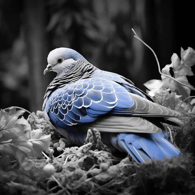 Photo monochrome photo of blue dove