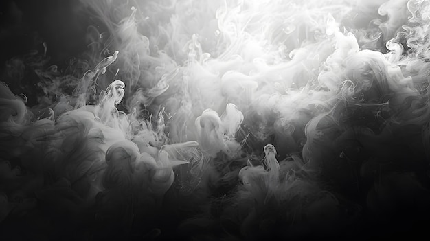 Photo a monochrome photo of smoke on black backdrop resembling a cloud in the sky