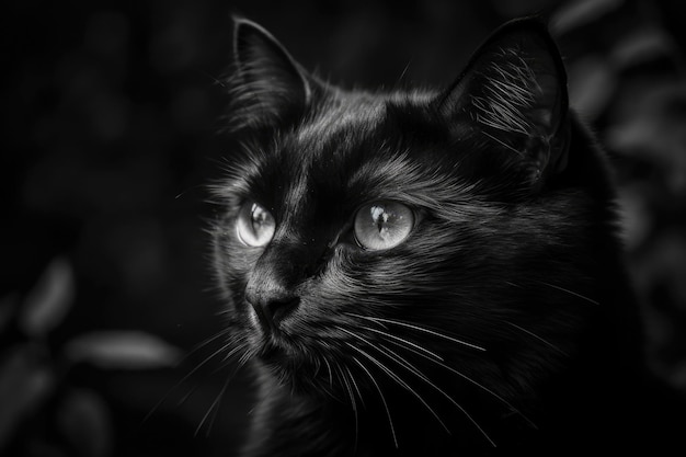 A monochrome photograph of a black cat Generative AI